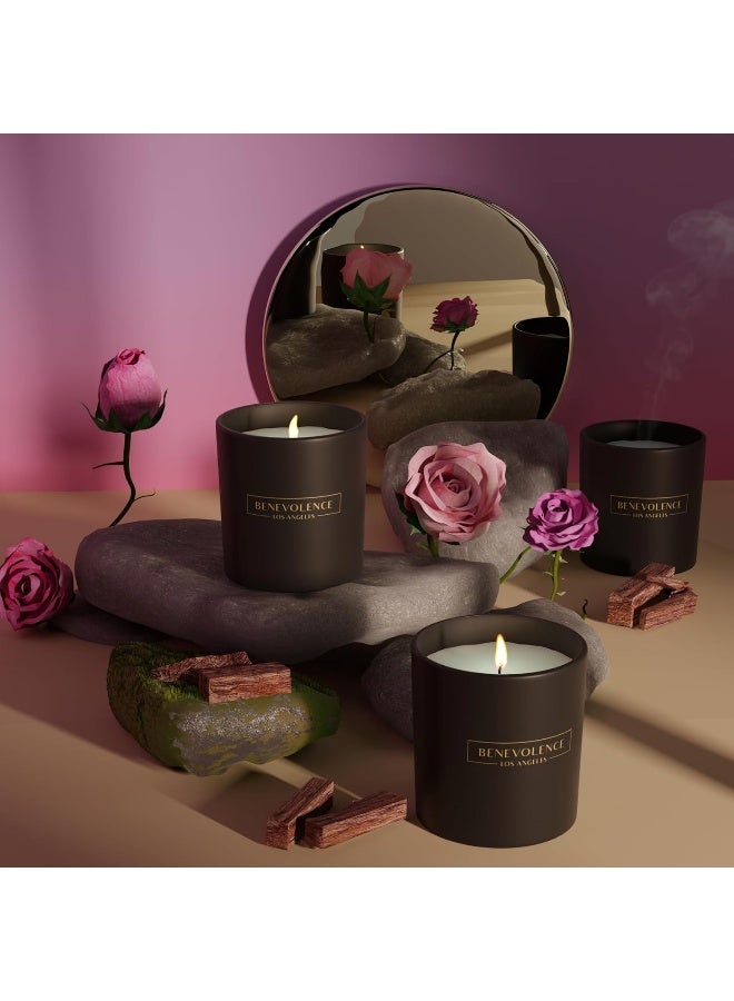 Benevolence LA Rose & Sandalwood Scented Candle | 6 oz Scented Candles for Home Scented | Natural Soy Candles Gifts for Women | 35 Hour Burn Aromatherapy Candle | Summer Candles - Image 4